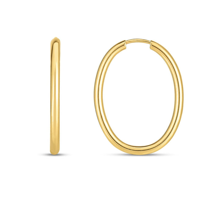 14k Yellow Gold Endless Oval Hoop Earrings(2x25mm) by Avera Group