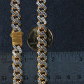 14k Two Tone Gold Miami Cuban Chain Necklace with White Pave by Avera Group