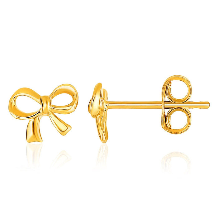 14k Yellow Gold Bow Style Post Earrings by Avera Group