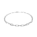 14k White Gold Anklet with Fancy Hammered Oval Links by Bids.com