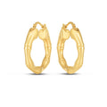 14k Yellow Gold Medium Bamboo Hoop Earrings by Avera Group