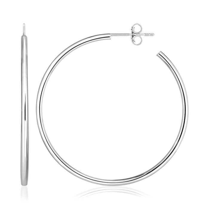 Sterling Silver Rounded Polished Hoop Earrings by Avera Group