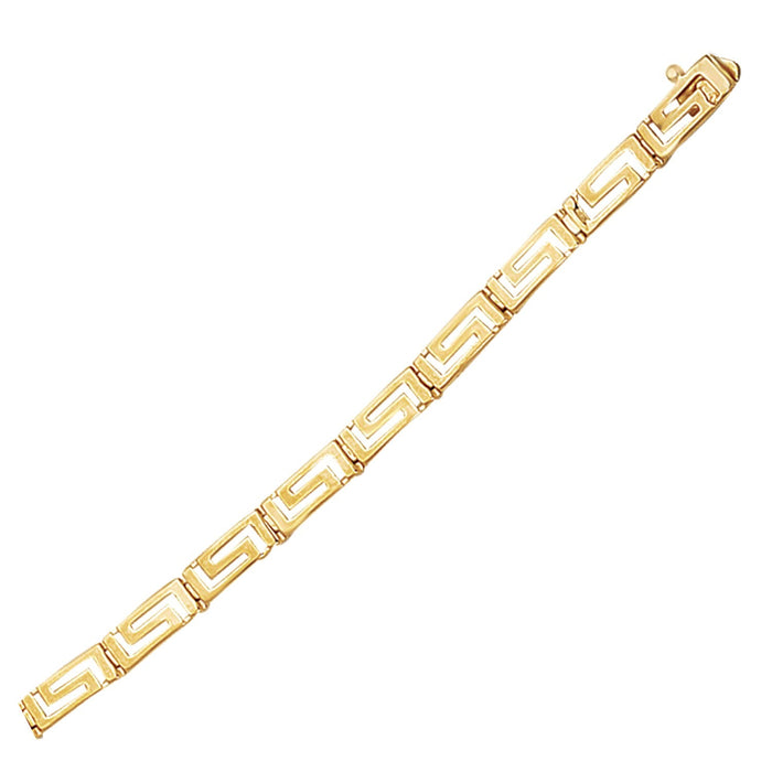 14k Yellow Gold Greek Fret Design Fancy Bracelet by Avera Group
