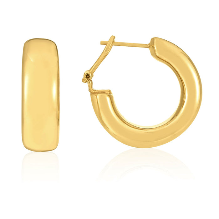 14k Yellow Gold Large Omega C Hoops by Avera Group