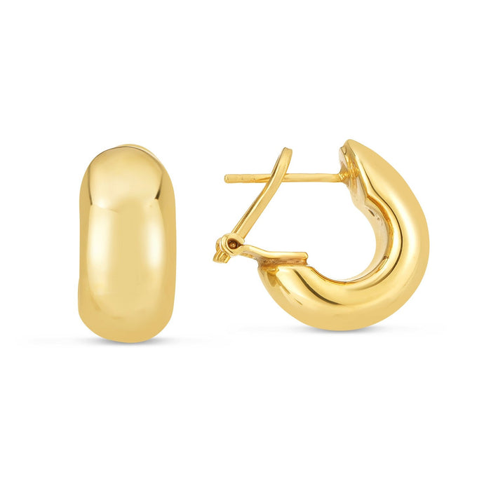 14k Yellow Gold Small Omega C Hoops by Avera Group