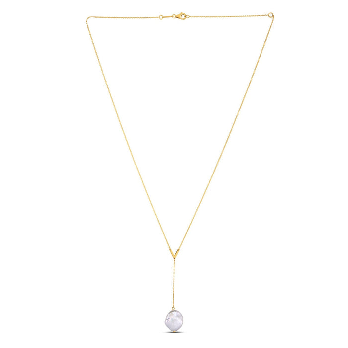 14k Yellow Gold Tesoro Pearl Lariat Necklace by Avera Group