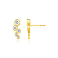 14k Yellow Gold Climber Post Earrings with Circles and Cubic Zirconias by Bids.com