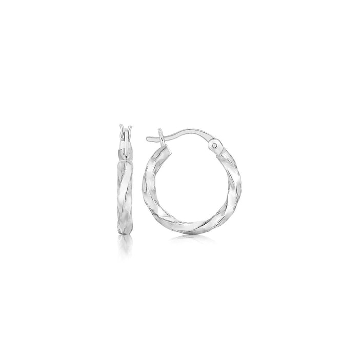 Sterling Silver Polished Twist Design Hoop Earrings by Avera Group