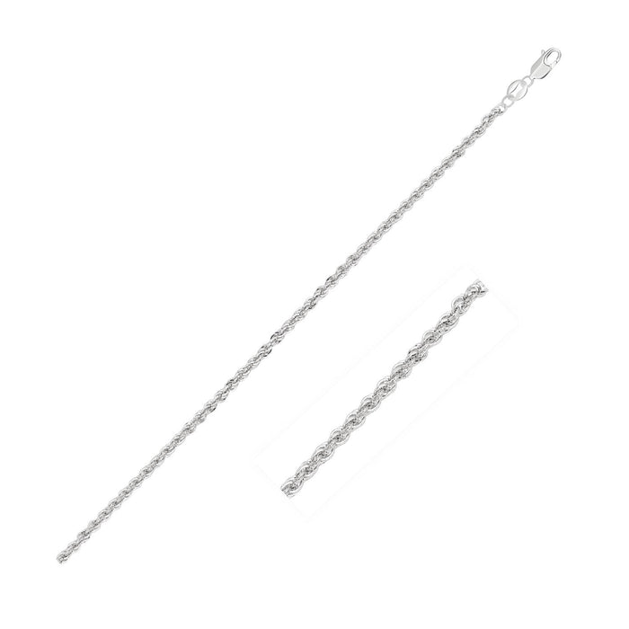 2.0mm 14k White Gold Light Rope Chain by Avera Group