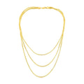 14k Yellow Gold Three Strand Herringbone Chain Necklace by Avera Group