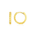 14k Yellow Gold Petite Textured Round Hoop Earrings by Avera Group
