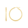 14K Yellow Gold Diamond Cut Hoop Earrings(2x30mm)