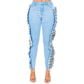 High Waist Sequin Fringed Patch Skinny Jeans by The House of Stylez