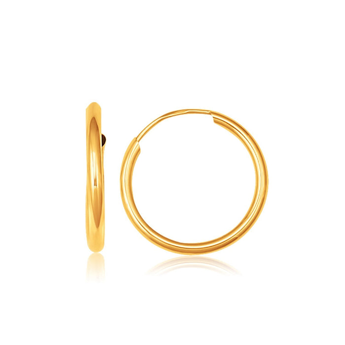 10k Yellow Gold Polished Endless Hoop Earrings (16mm Diameter) by Avera Group