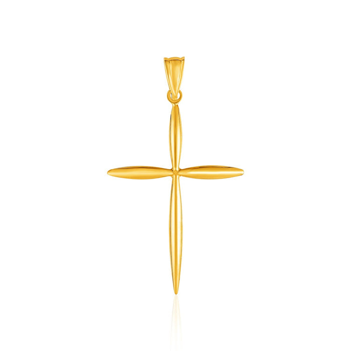 14k Yellow Gold Rounded and Pointed Cross Pendant by Avera Group