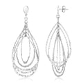 Sterling Silver Textured Teardrop Motif Dangle Earrings by Avera Group