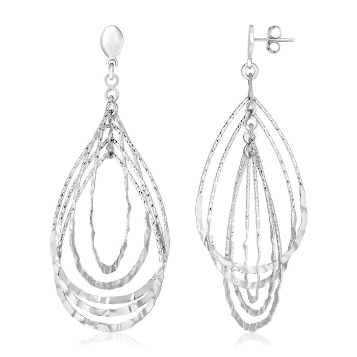 Sterling Silver Textured Teardrop Motif Dangle Earrings by Avera Group
