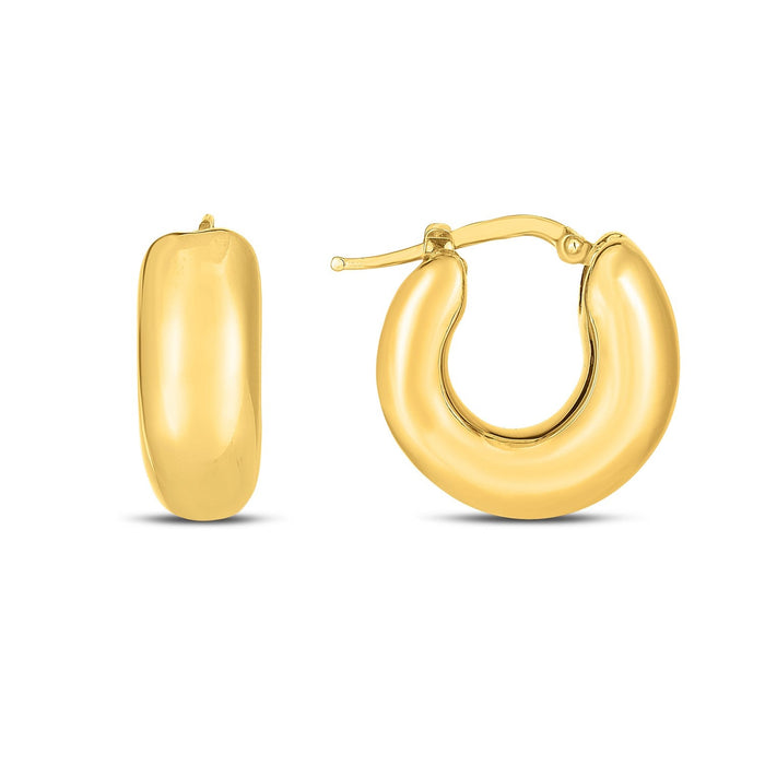 14k Yellow Gold Small Puffy Hoops by Avera Group
