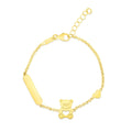 14k Yellow Gold Childrens Bracelet with Teddy Bear Heart and Bar by Avera Group