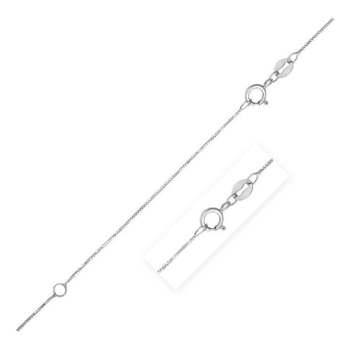 Double Extendable Box Chain in 14k White Gold (0.6mm) by Avera Group