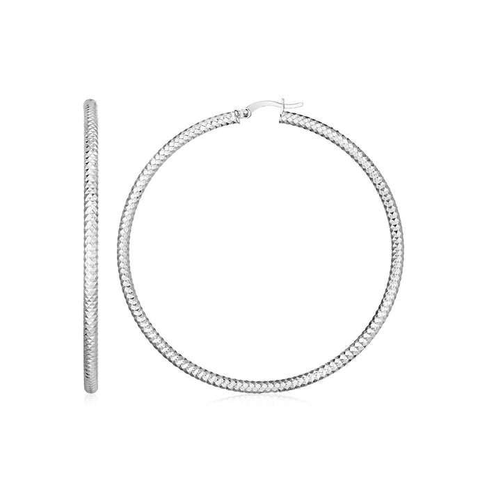SterlingSilver Large Hoop Earrings with Braid Texture by Avera Group