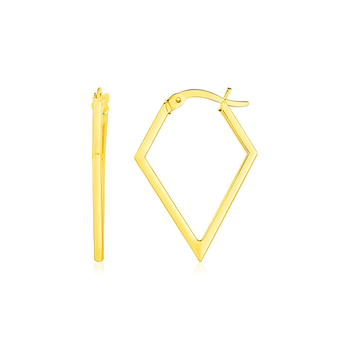 14K Yellow Gold Diamond Motif Hoop Earrings by Avera Group