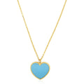 14k Yellow Gold High Polish Heart Turquoise Paste Necklace by Avera Group