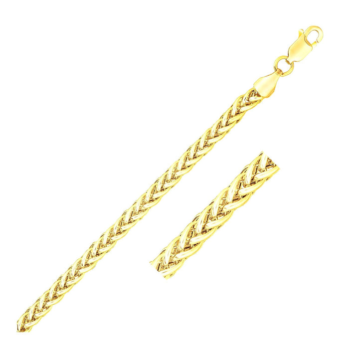 14k Yellow Gold Light Weight Wheat Bracelet (3.20 mm) by Avera Group
