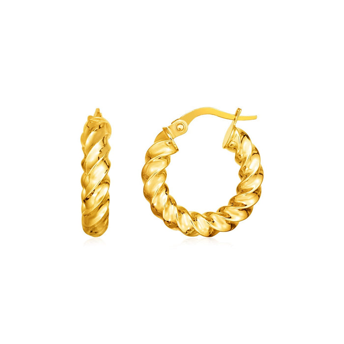 14k Yellow Gold Polished Twisted Hoop Earrings by Avera Group