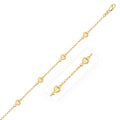 14k Yellow Gold Rolo Chain Bracelet with Puffed Heart Stations by Bids.com
