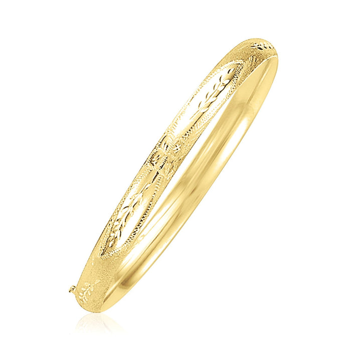 14k Yellow Gold Dome Florentine Design Bangle by Avera Group