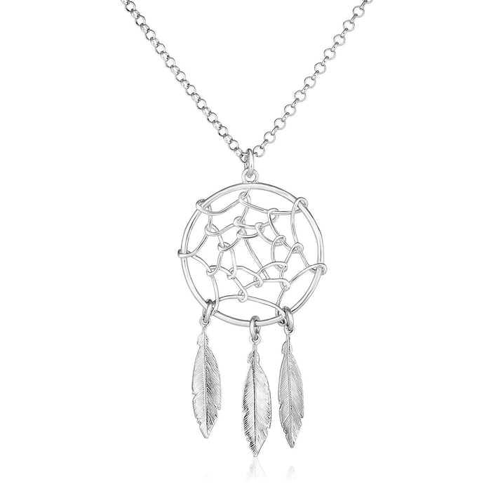 Sterling Silver 17 inch Necklace with Dream Catcher Pendant by Avera Group