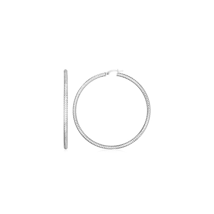 Sterling Silver Large Hoop Earring with Braid Texture by Avera Group