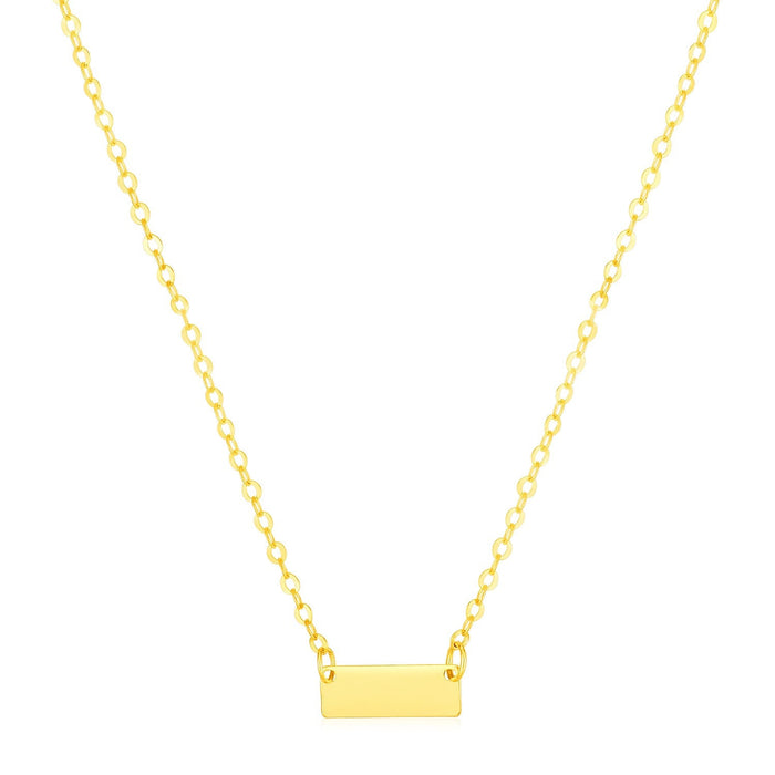 14k Yellow Gold Polished Mini Bar Necklace by Avera Group