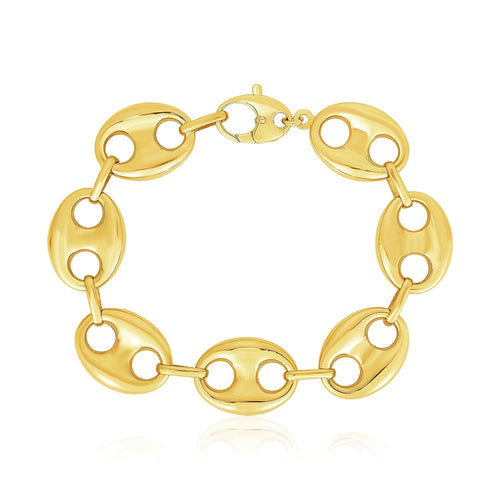 14k Yellow Gold High Polish Lite Puffed Mariner Link Bracelet (21.00 mm) by Avera Group