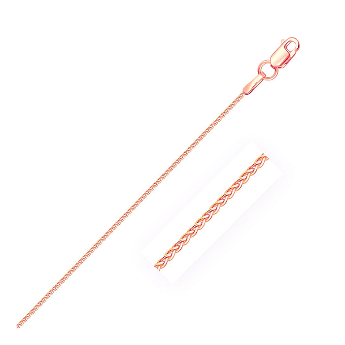 14k Rose Gold Round Wheat Chain (1.00 mm) by Avera Group