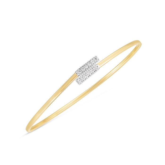 14k Two Tone Gold Diamond Bypass Bar Bangle by Avera Group