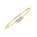 14k Two Tone Gold Diamond Bypass Bar Bangle by Avera Group