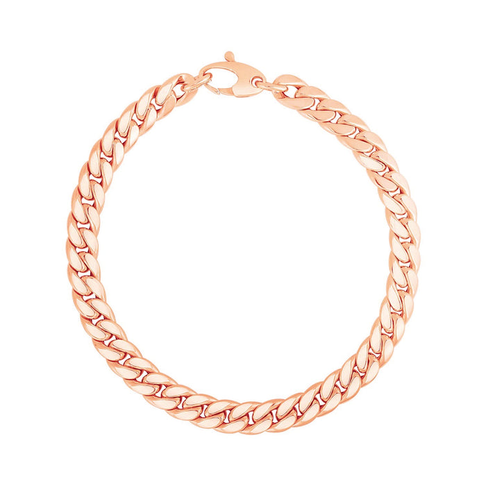 14K Rose Gold Cuban Link Bracelet by Avera Group
