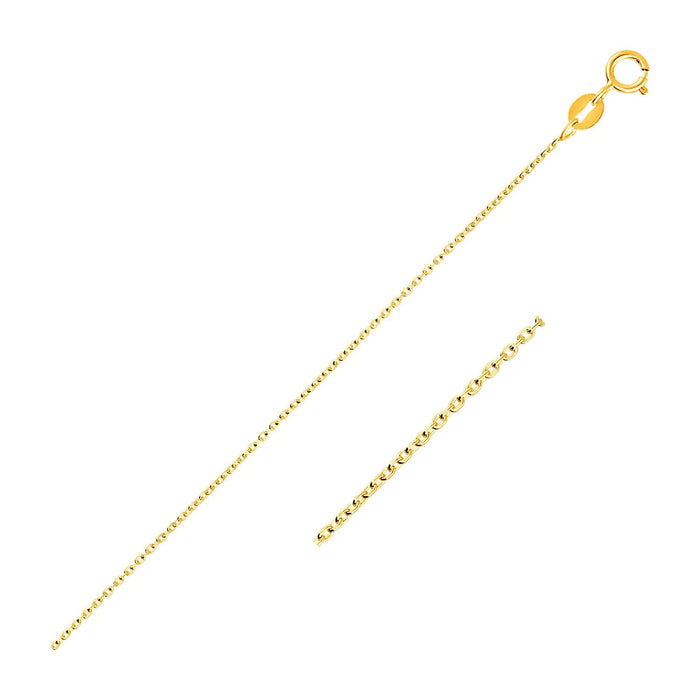 14k Yellow Gold Oval Cable Link Chain 1.0mm by Avera Group