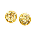 14k Yellow Gold Post Earrings with Textured Circles by Avera Group