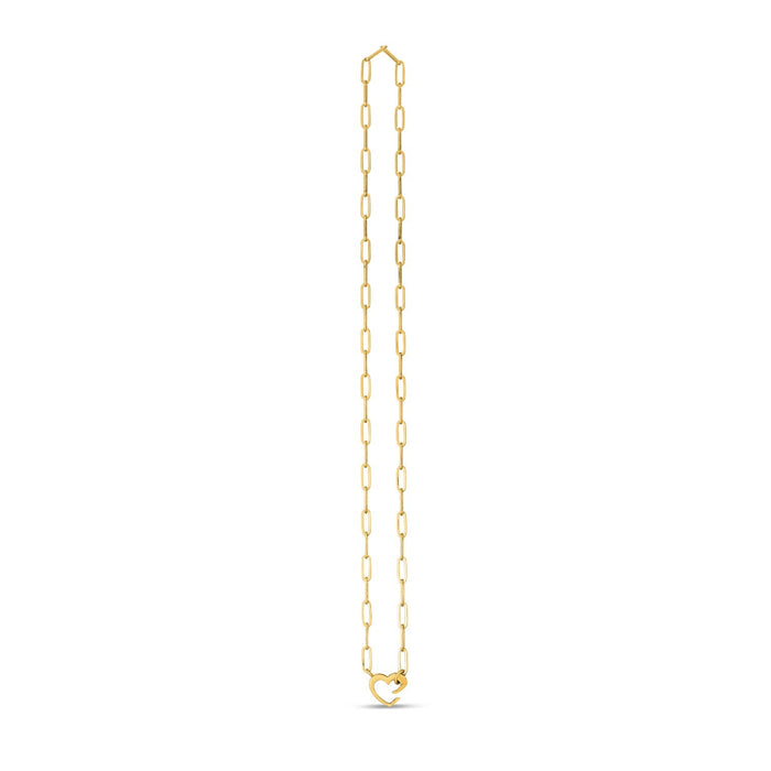 14k Yellow Gold Heart Element Paperclip Necklace by Avera Group