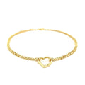 10k Yellow Gold Double Rolo Chain Anklet with an Open Heart Station by Avera Group