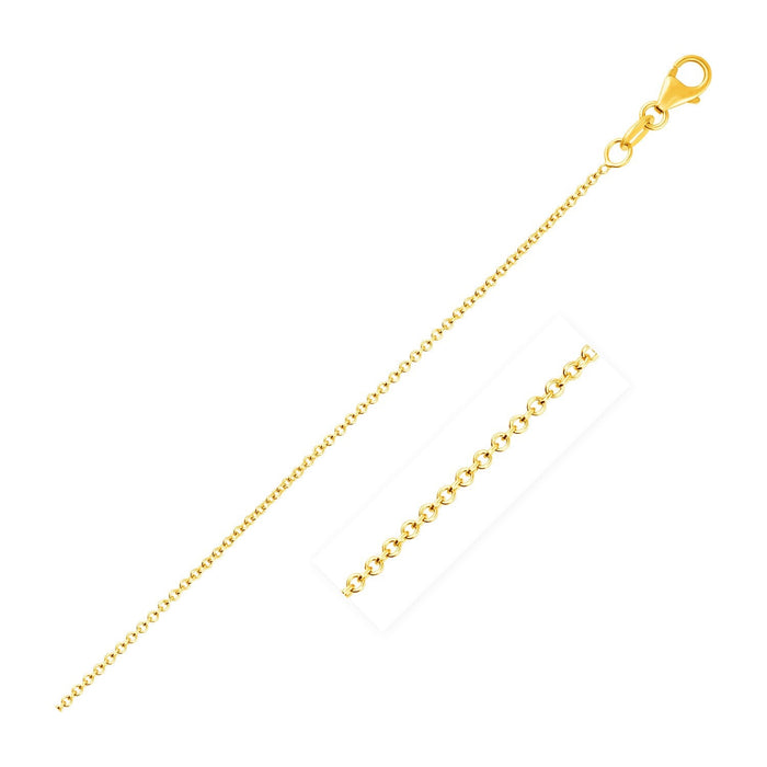 14k Yellow Gold Round Cable Link Chain (1.10 mm) by Avera Group