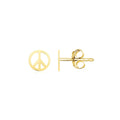 14k Yellow Gold Post Earrings with Peace Signs by Bids.com