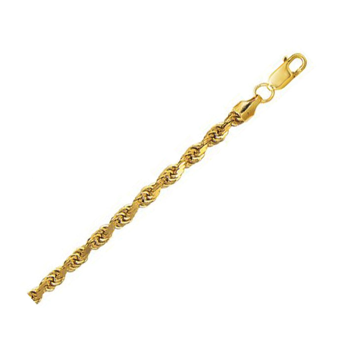 10K Yellow Gold Hollow Diamond Cut Rope Chain (5.00 mm) by Avera Group