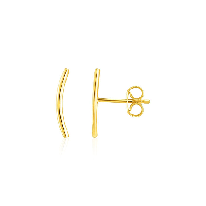 14k Yellow Gold Curve Climber Post Earrings by Avera Group