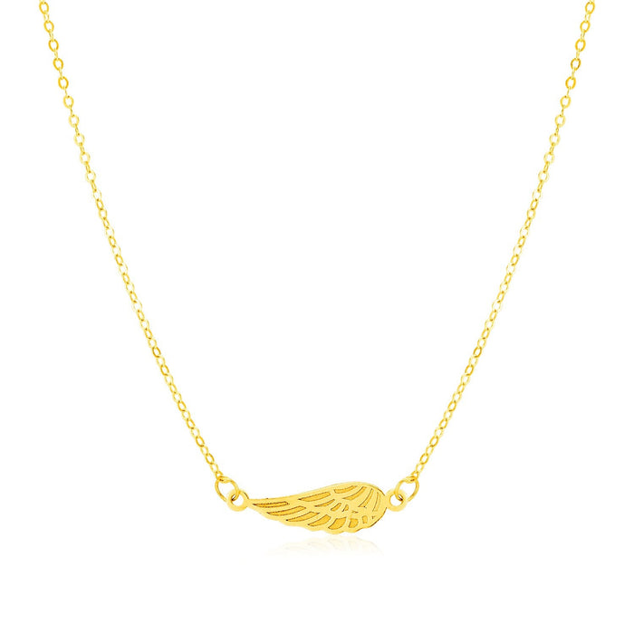 14K Yellow Gold Angel Wing Necklace by Avera Group