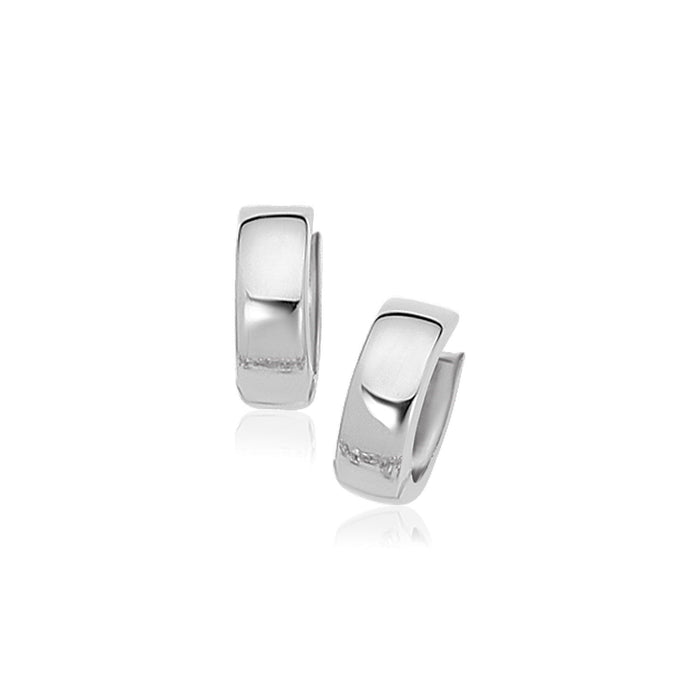 10k White Gold Snuggable Hoop Earrings by Avera Group