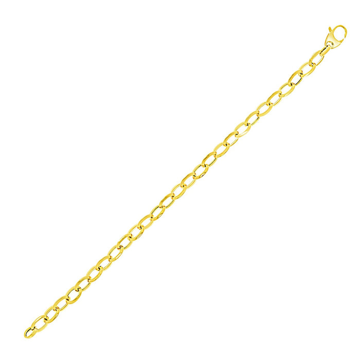 14k Yellow Gold Cable Chain Style Bracelet (6.35 mm) by Avera Group